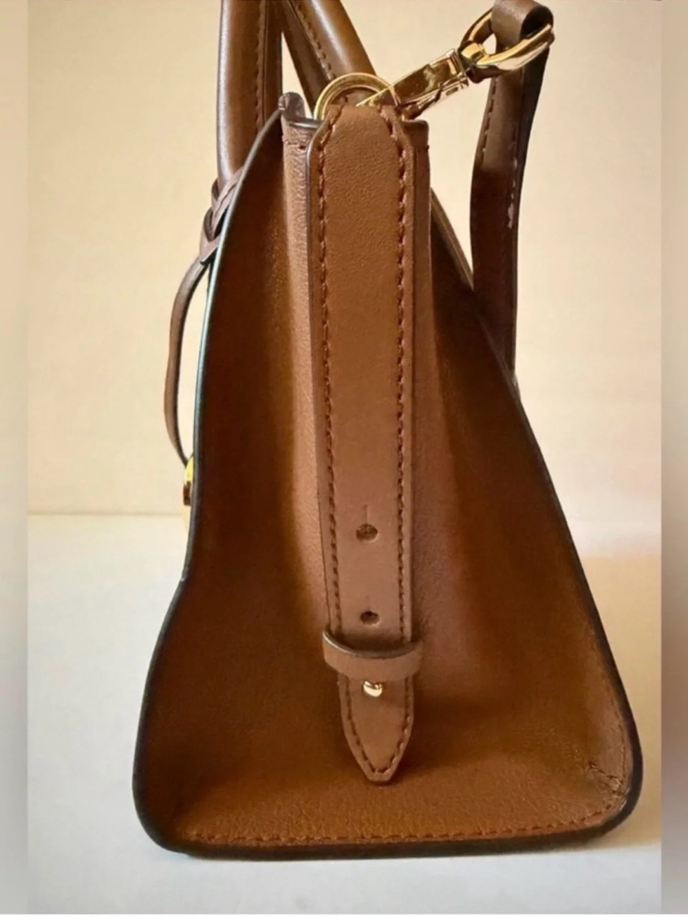 Michael Kors Brown Leather Satchel with Gold Hardware - Picture 8 of 9